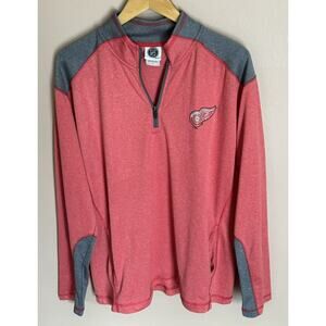 Detroit Red Wings Red Large 1/4 Zip Loose Fit Jacket Shirt NHL